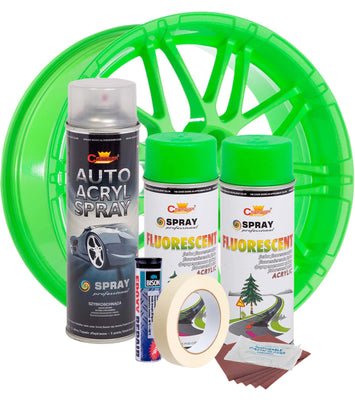Kit complet reparatie si vopsire jante culoare Verde Fluorescent, V2