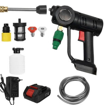 Pistol cu apa de inalta presiune pentru spalatorie auto, Portabil, alimentat cu baterie cu litiu,2 baterii 24V, Negru