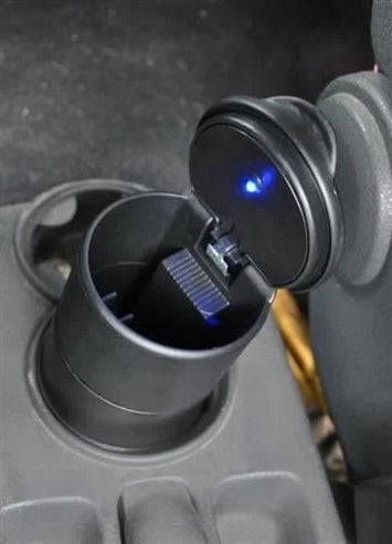 Scrumiera auto cu LED, alimentare 12V - Negru